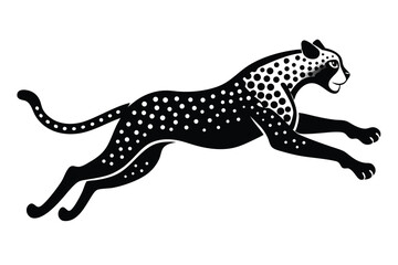 jumping cheetah line art silhouette vector illustration © Pinak
