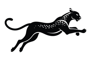 jumping cheetah line art silhouette vector illustration © Pinak