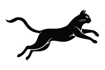 Fototapeta premium jumping cat line art silhouette vector illustration