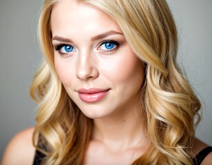 Blond woman, makeup, portrait