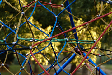 Close-up of rope climbing frame at playground