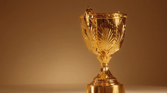 Ornate golden trophy with intricate leaf design