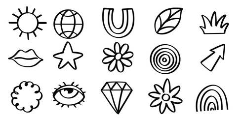 Set of hand drawn Cute planner doodle theme Isolated Vector