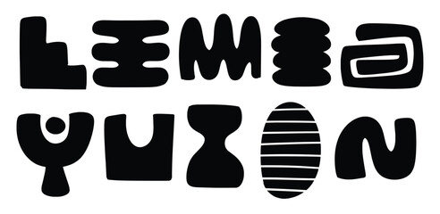 Set of hand drawn Neon organic shapes theme Isolated Vector