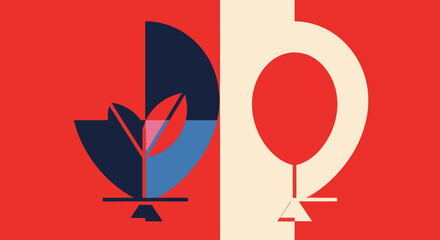 Obraz premium Abstract graphic featuring a stylized plant and a balloon design.