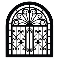 iron steel window grill design line art silhouette vector illustration
