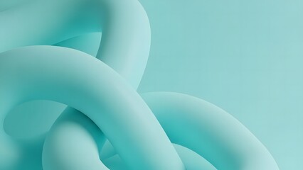 Abstract flowing teal shapes and curves create a visually appealing and modern artistic composition in a studio setting
