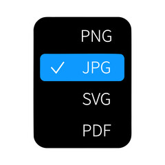 File Type Selection Menu Dialog Box UI Element (PNG, JPG, SVG, PDF)