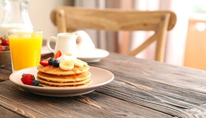 Breakfast pancakes with fruit