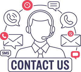 Naklejka premium Contact us customer support concept with various communication channels