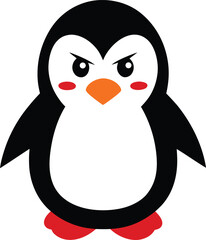Naklejka premium Angry blushing penguin character vector illustration on blue background