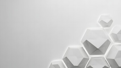 Abstract geometric background with white hexagonal pattern and subtle shadows creating a modern and minimalist aesthetic