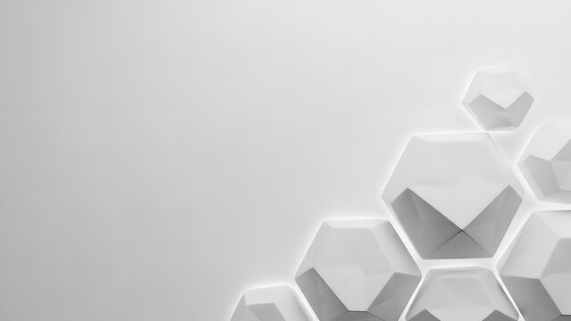 Abstract geometric background with white hexagonal pattern and subtle shadows creating a modern and minimalist aesthetic
