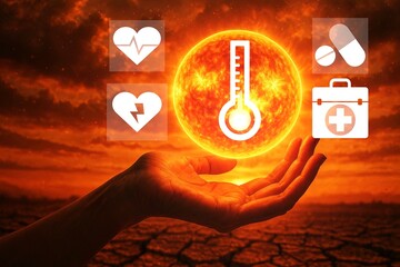 Human Hand Holding Blazing Sun