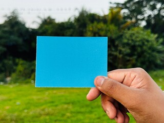 Blank sticky note holding, Hand note for copyspace, empty hand note for news, Blank hand note placeholder