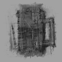 Abstract image for printing. Picture for modern interiors. The picture is painted by hand on a tablet.