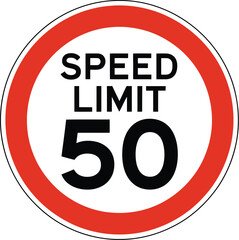 Fototapeta premium Speed limit 50 sign on white background