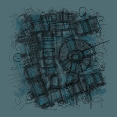 Abstract image for printing. Picture for modern interiors. The picture is painted by hand on a tablet.