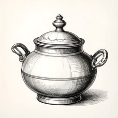 Detailed drawing of antique sugar bowl