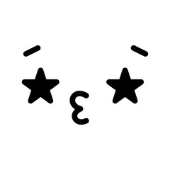 A cute cartoon face with an expression. Eyes and mouth elements. Clipart isolated on a transparent background.