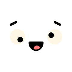 A cute cartoon face with an expression. Eyes and mouth elements. Clipart isolated on a transparent background.