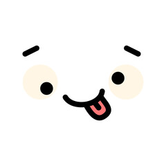 A cute cartoon face with an expression. Eyes and mouth elements. Clipart isolated on a transparent background.