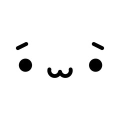 A cute cartoon face with an expression. Eyes and mouth elements. Clipart isolated on a transparent background.