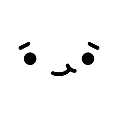 A cute cartoon face with an expression. Eyes and mouth elements. Clipart isolated on a transparent background.