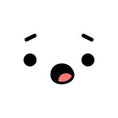 A cute cartoon face with an expression. Eyes and mouth elements. Clipart isolated on a transparent background.