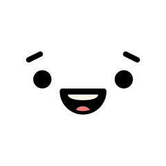 A cute cartoon face with an expression. Eyes and mouth elements. Clipart isolated on a transparent background.