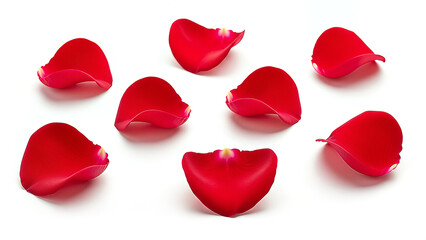 Red Rose Petals Isolated on White