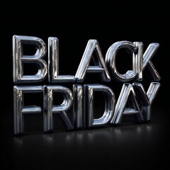 Black Friday Sale Event: Striking Chrome 3D Text. Discover Exclusive Shopping Deals & Retail Promotions.
