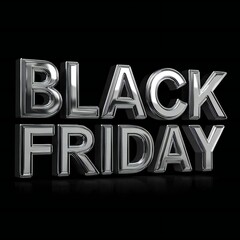 Black Friday Sale | Chrome 3D Text on Dark Background | Shopping Deals, Seasonal Promotions, Business Offers, Retail Event Marketing
