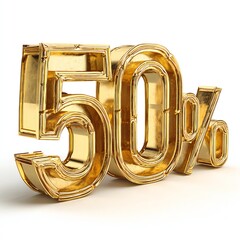Gold 50% Sale Discount Special Offer. Business Marketing Promotion for Financial Deals, Savings & Price Reductions.
