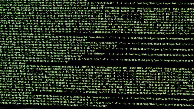 Linux System Update Code Running on Computer Screen