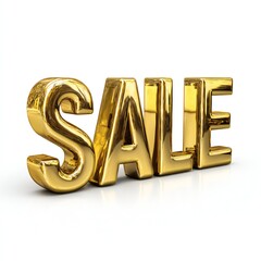 Eye-Catching Gold 3D SALE Text for Marketing & Business Promotions | Retail Discounts, Special Offers, Clearance Events on White Background
