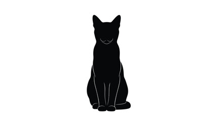 Black cat silhouette sitting upright with whiskers visible © Khaleda