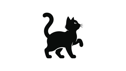 Fototapeta premium Black cat silhouette standing with raised paw