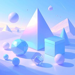 Pastel geometric shapes landscape