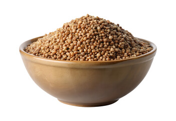 Bowl of buckwheat groats isolated on transparent background