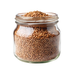 Buckwheat seeds in a jar isolated on transparent background