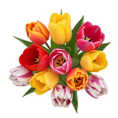 Vibrant tulip bouquet with multicolored flowers