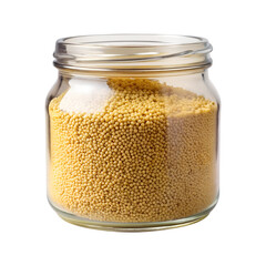 A transparent Jar of millet seeds isolated on transparent background