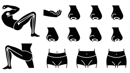 Obraz premium Human body parts silhouettes anatomy health and fitness visuals