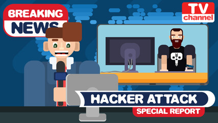 A journalist reports the computer attack internet.