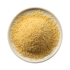 Bowl of millet seeds isolated on transparent background