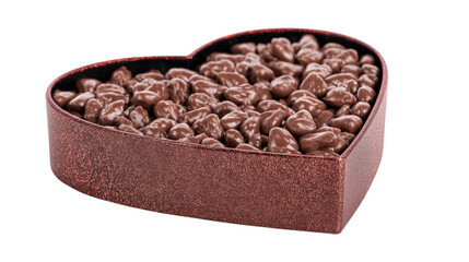 A box of chocolate with a heart shape