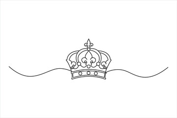 Regal crest crown one-line art for heraldry logo © Neelufar
