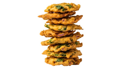 Pakora stack isolated on PNG background.