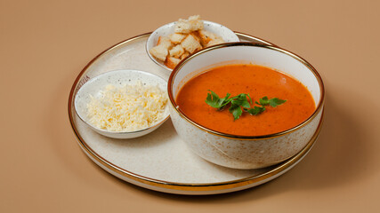 Tomato soup bowl isolated
